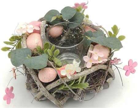 Saska Easter Świecznik Dekoracyjny Różowy 16Cm Na Tea Light