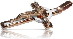 Kaliky Krzyż Katolicki Z Czerwonego Różowego Złota14K 585 Zawieszka Krzyżyk Jezusem Ctc049Rw