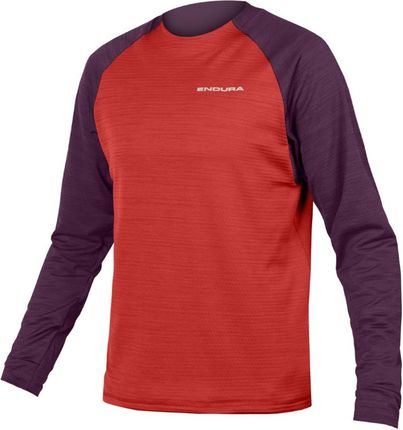 Koszulka Rowerowa Z Długim Rękawem Endura Singletrack Fleece Czerwony-Purpurowy / Rozmiar: M