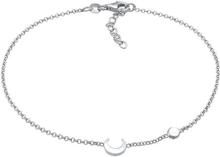 Elli Elli Anklet Damski Łańcuszek Na Kostkę Półksiężyc Astro Z Kamieniem Księżycowym W Srebrze Próby 925 Sterling Silver Bransoletki Na Nogę