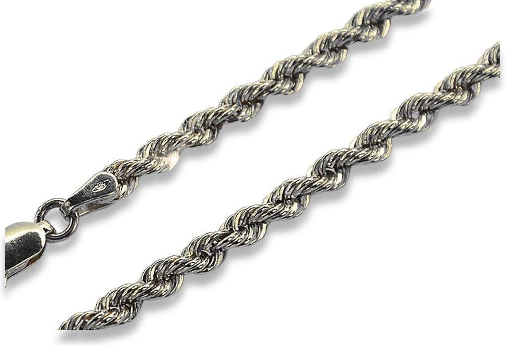 Kaliky Łańcuszek Z Białego 14K 585 Złota Kręcony Włoski Corda Lina