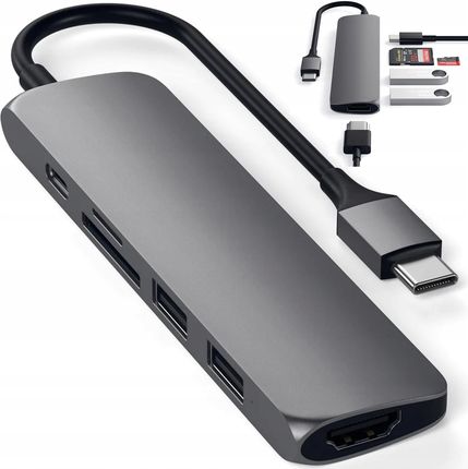 Satechi USB-C HDMI 2x USB-A Slim V2 Hub Space Gray
