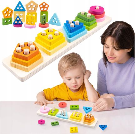 Kinderplay Układanka Sensoryczna Montessori Sorter Drewniana