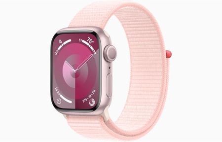 Apple Watch Series 9 GPS koperta 41 mm z aluminium w kolorze różowym opaska sportowa w kolorze jasnoróżowym (MR953QPA)
