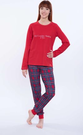 Piżama damska, All I want for christmas, długi rękaw, spodnie, New (Hiszpańska czerwień, XL)