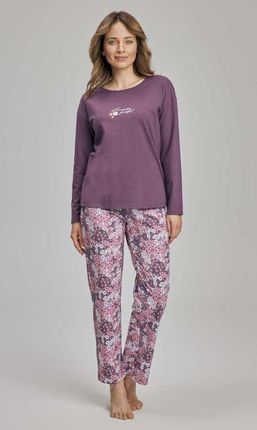 Piżama damska,kwiatki,rekaw długi,spodnie  (170 nocny fiolet, XXXL/48)