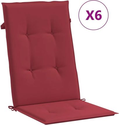 Vidaxl Poduszki Na Krzesła Ogrodowe 6 Szt. Winna Czerwień 120X50X3cm