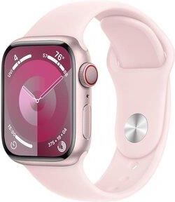 APPLE Watch Series 9 GPS + Cellular Koperta 41mm z aluminium w kolorze różowym z paskiem sportowym w kolorze jasnoróżowym  (MRHY3QPA)