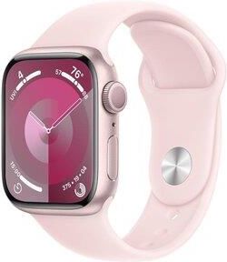 APPLE Watch Series 9 GPS Koperta 41mm z aluminium w kolorze różowym z paskiem sportowym w kolorze jasnoróżowym  (MR943QPA)