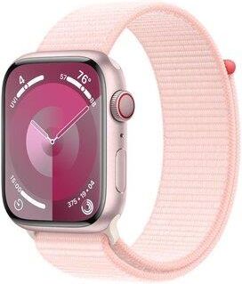 APPLE Watch Series 9 GPS + Cellular Koperta 45mm z aluminium w kolorze różowym z opaską sportową w kolorze jasnoróżowym  (MRMM3QPA)