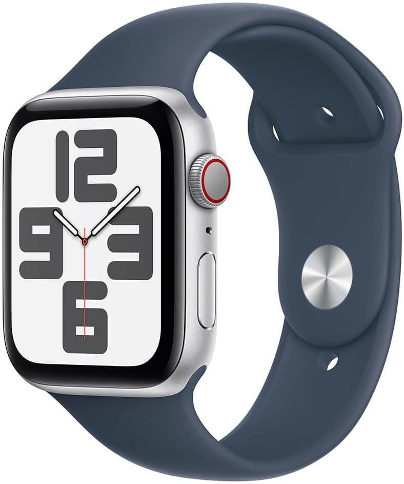 APPLE Watch SE 2 generacji GPS + Cellular Koperta 44mm z aluminium w  kolorze srebrnym z paskiem sportowym w kolorze sztormowego błękitu  (MRHJ3QPA)