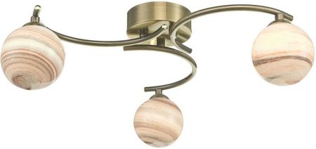 Dar Lighting Lampa Sufitowa Atiya 3 Light Semi Flush Antique Brass With Planet Style Glass (Adati537507)
