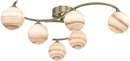 Dar Lighting Lampa Sufitowa Atiya 6 Light Semi Flush Antique Brass With Planet Style Glass (Adati647507)