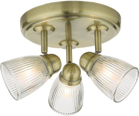 Dar Lighting Lampa Sufitowa Cedric Bathroom 3 Light Spotlight Antique Brass Glass Ip44 (Adced7675)