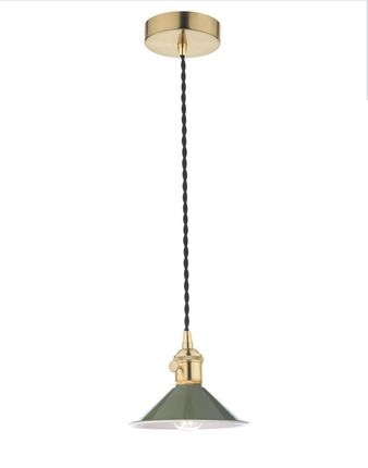 Dar Lighting Lampa Wisząca Hadano 1 Light Pendant Natural Brass With Olive Green Shade (Adhad014007)