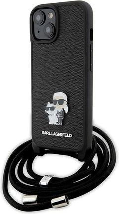 Karl Lagerfeld Klhcp15Msakcpsk Iphone 15 Plus 6 7" Hardcase Czarny Black Crossbody Saffiano Metal Pin Choupette