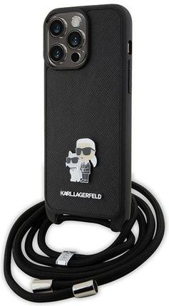 Karl Lagerfeld Klhcp15Xsakcpsk Iphone 15 Pro Max 6 7" Hardcase Czarny Black Crossbody Saffiano Metal Pin Choupette