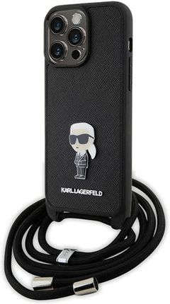 Karl Lagerfeld Klhcp15Xsasknpsk Iphone 15 Pro Max 6 7" Hardcase Czarny Black Crossbody Saffiano Monogram Metal Pin Choupette