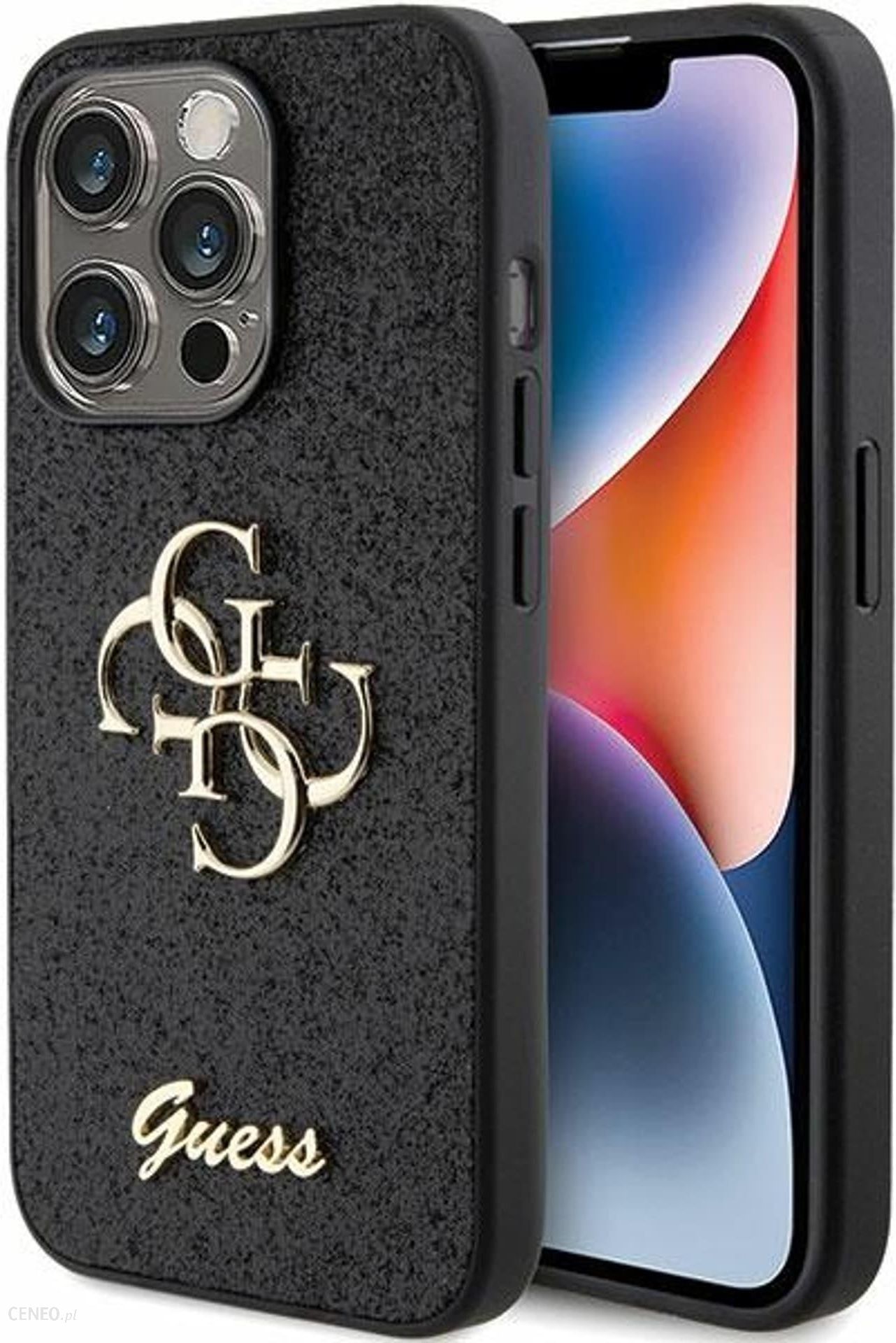 Guess Glitter Script Big 4G iPhone 15 Pro Max Case - Różowy 
