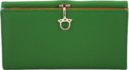 Duży portfel ze złotym zapięciem - Zielony
