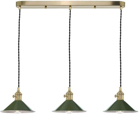 Dar Lighting Lampa Wisząca Hadano 3 Light Brass Suspension With Olive Green Shades (Adhad364007)