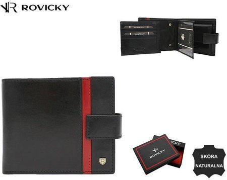 Portfel męski skórzany 22321L-RVTP BLACK+RED