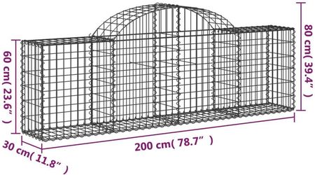 Vidaxl Łukowaty Kosz Gabionowy 200X30X60/80cm Galwanizowane Żelazo 153483 - zdjęcie 3