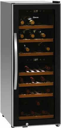 Bartscher Chłodziarka Na Wino 1-Drzwiowa, 113 L, 38 Butelek, Od 5 °C Do 22 °C, Drzwi Uchylne, Czarna (700130)