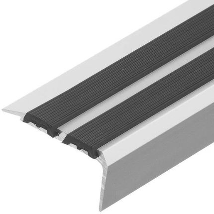 Profil schodowy z czarną gumą aluminium anoda CEZAR 2,5m Srebrny