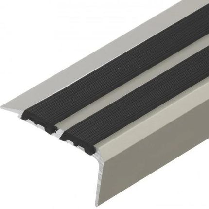 Profil schodowy z czarną gumą aluminium anoda CEZAR 0,9m Szampan