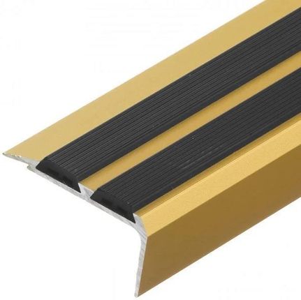 Profil schodowy z czarną gumą aluminium anoda CEZAR 1,8m Złoty