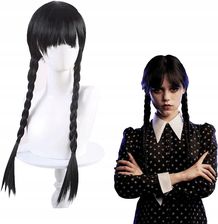 PERUKA WEDNESDAY ADDAMS CZARNA WARKOCZE W63