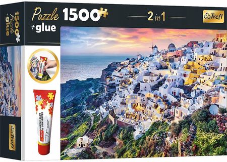 Trefl Puzzle 1500el. Piękna wyspa Santorini, Grecja + klej 26182