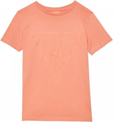 Damski t-shirt z nadrukiem Guess Adele SS CN Tee - koral