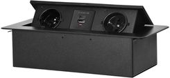 Zdjęcie Orno Gniazdo Meblowe Wpuszczane W Blat Z Płaskim Frezowanym Rantem I Ładowarką Usb 2X2P+Z 2Xusb (Typ A+C 3,6A) Czarne (Orgm9034B) - Lubartów