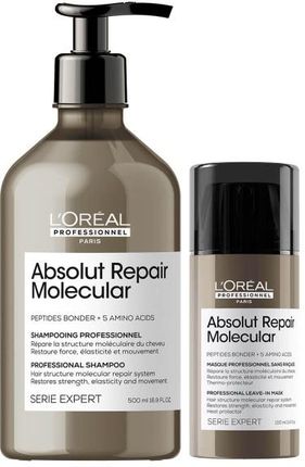 L'Oréal Professionnel Absolut Repair Molecular regenerujący zestaw do włosów zniszczonych | szampon 500ml, maska 100ml