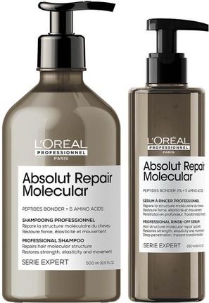 L'Oréal Professionnel Absolut Repair Molecular regenerujący zestaw do włosów zniszczonych | szampon 500ml, serum 250ml