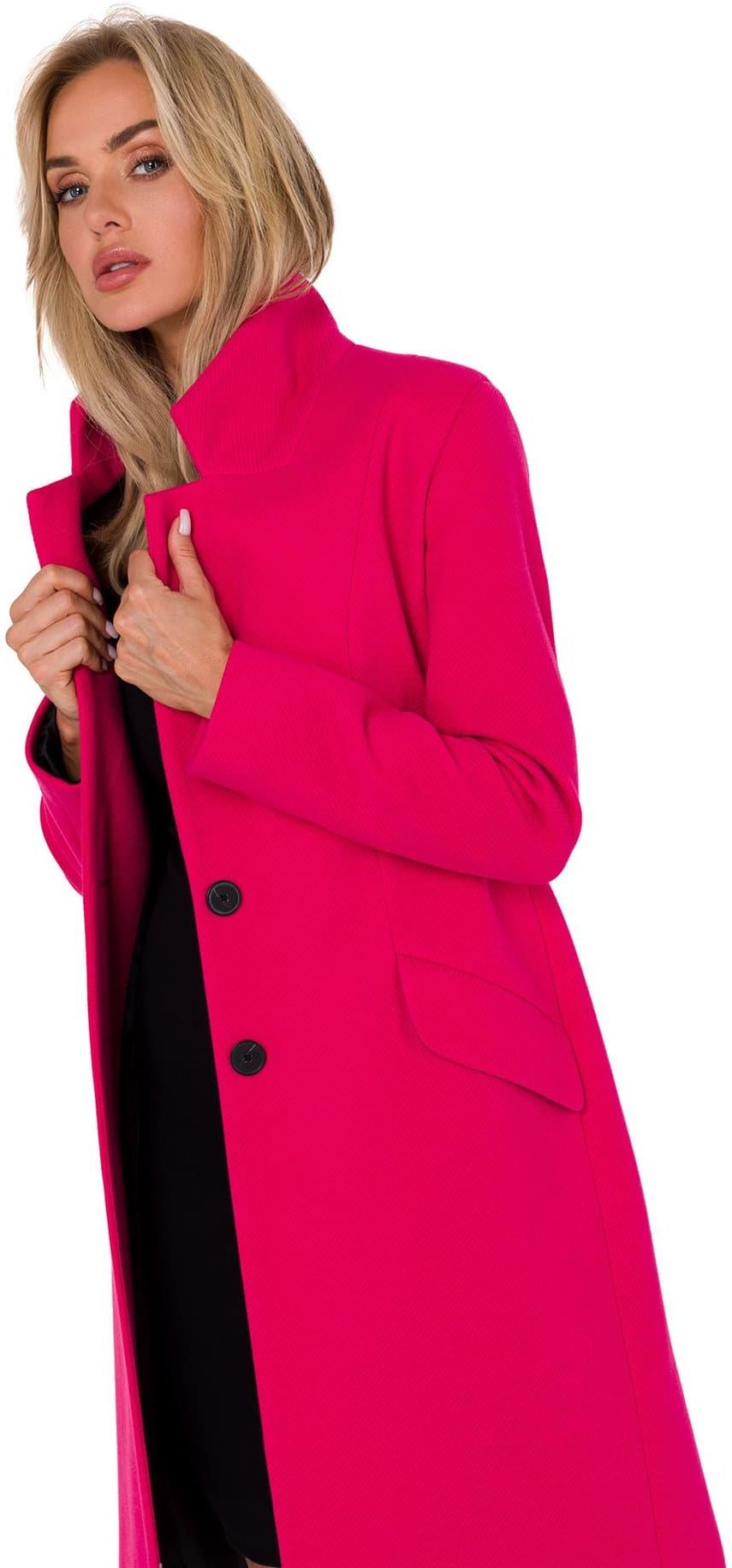 M758 Płaszcz zapinany - fuksja (kolor fuksja, rozmiar L