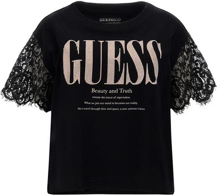 Damska Koszulka z krótkim rękawem Guess SS CN Big Shiny Logo Tee W3Bi40I3Z14-Jblk – Czarny