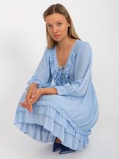 Sukienka jasnoniebieska mini z falbaną styl Boho - zdjęcie 1