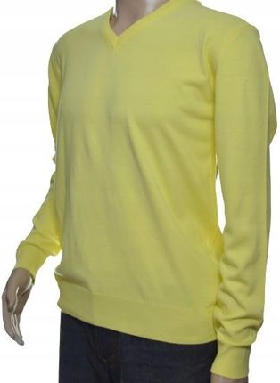 Sweter męski z kaszmiru i wełny merynosów L żółty