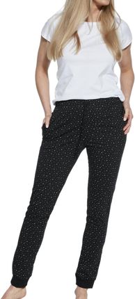 Bawełniane spodnie damskie do piżamy Cornette 909/02 czarne (2XL)