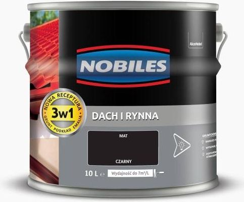 Farba Nobiles Farba Dach I Rynna Do Blachy Ocynkowanej Czarna 10L