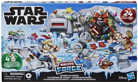 Hasbro Star Wars Micro Force kalendarz adwentowy, 24 mini figurki niespodzianki do kolekcjonowania i 7 ekskluzywnych naklejek  E5605