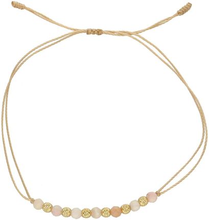 Bransoletka złota na sznureczku z kamieniem naturalnym Pink Opal DIA-BRA-6476-585