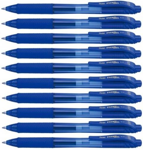 Pentel Energel X BL107 Retráctil Gel Punta Redonda Plumas - 0.7mm - Azul - Cartera de 12