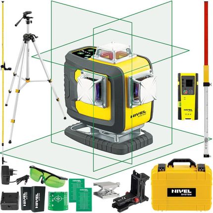 NIVEL SYSTEM CL4D-G Laser krzyżowy zielony 4x360° + statyw SJJ-M1 EX + tyczka LP-36 + czujnik CLS-4 + łata laserowa 