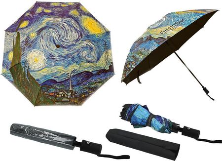 Parasol automatyczny, składany - V. van Gogh, Gwiaździsta noc (dekoracja na wierzchu) (CARMANI)