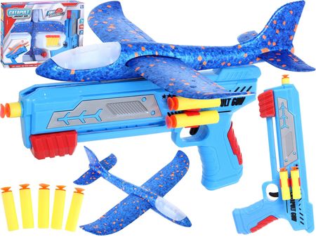 Pegaz Toys Wyrzutnia Samolotów Pistolet Na Samoloty Rzutki 2W1 Niebieski