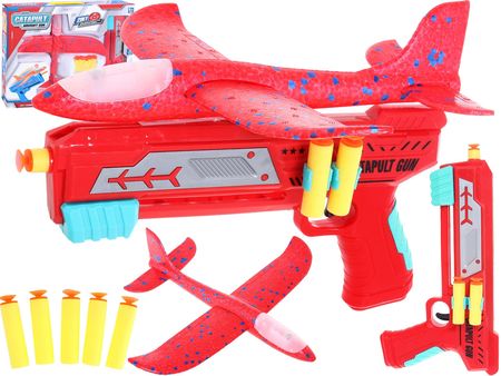 Pegaz Toys Wyrzutnia Samolotów Pistolet Na Samoloty Rzutki 2W1 Czerwony